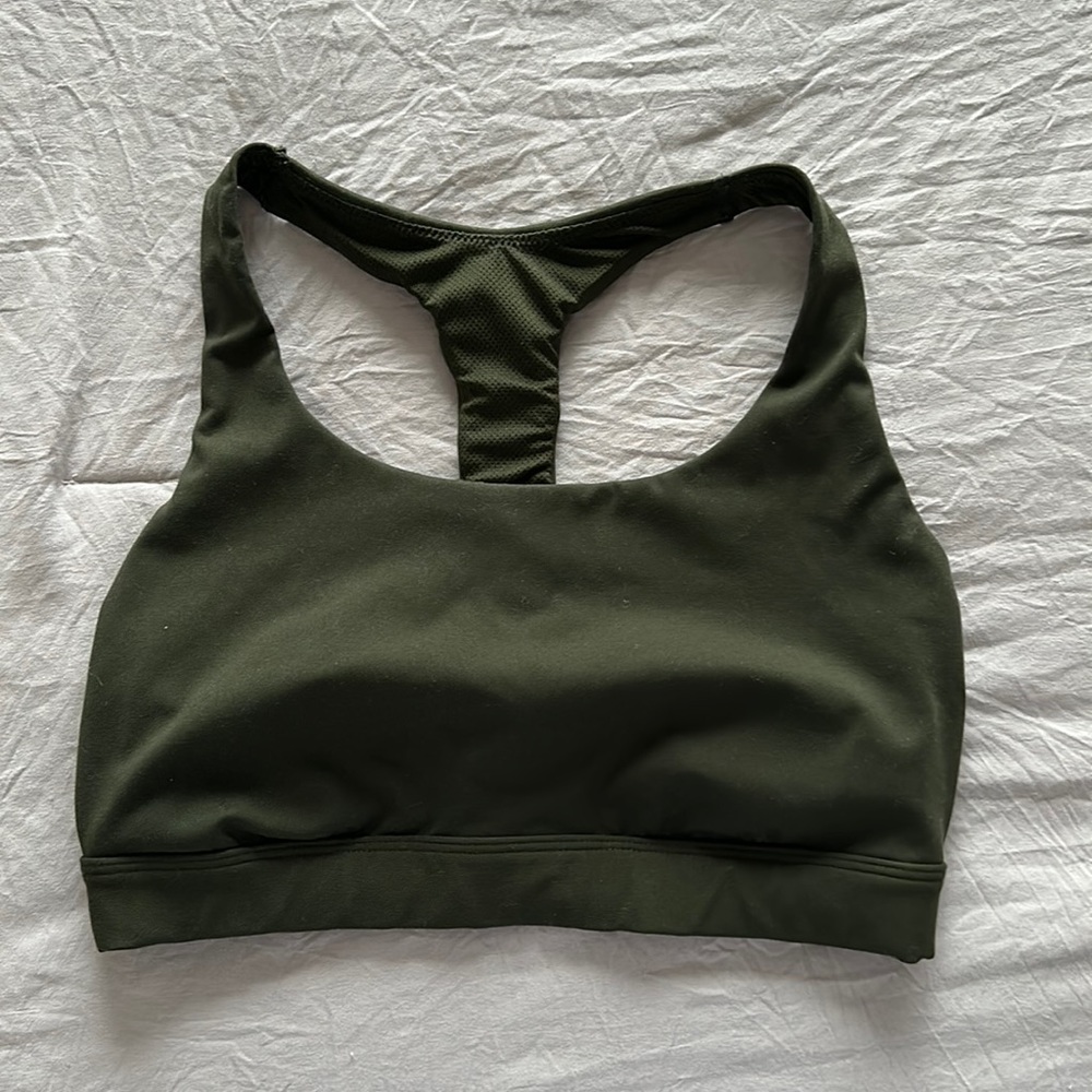 All in Motion: Army green sports bra